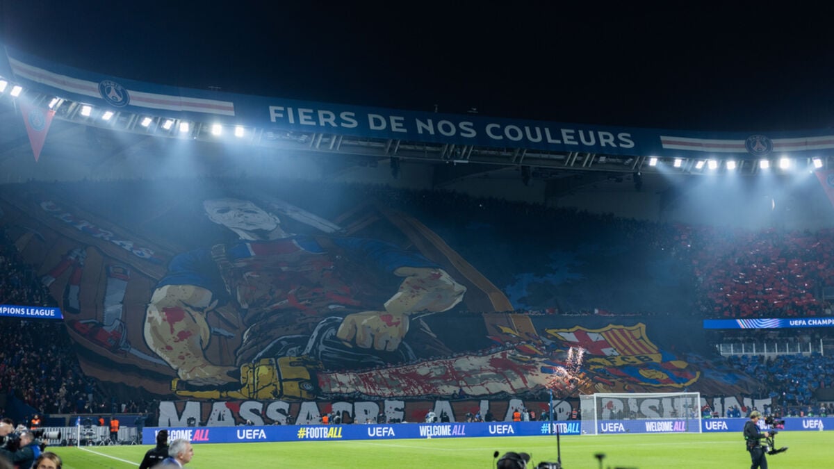 Barcelona reports PSG to UEFA over bloodied fan tifo depicting club emblem being cut apart