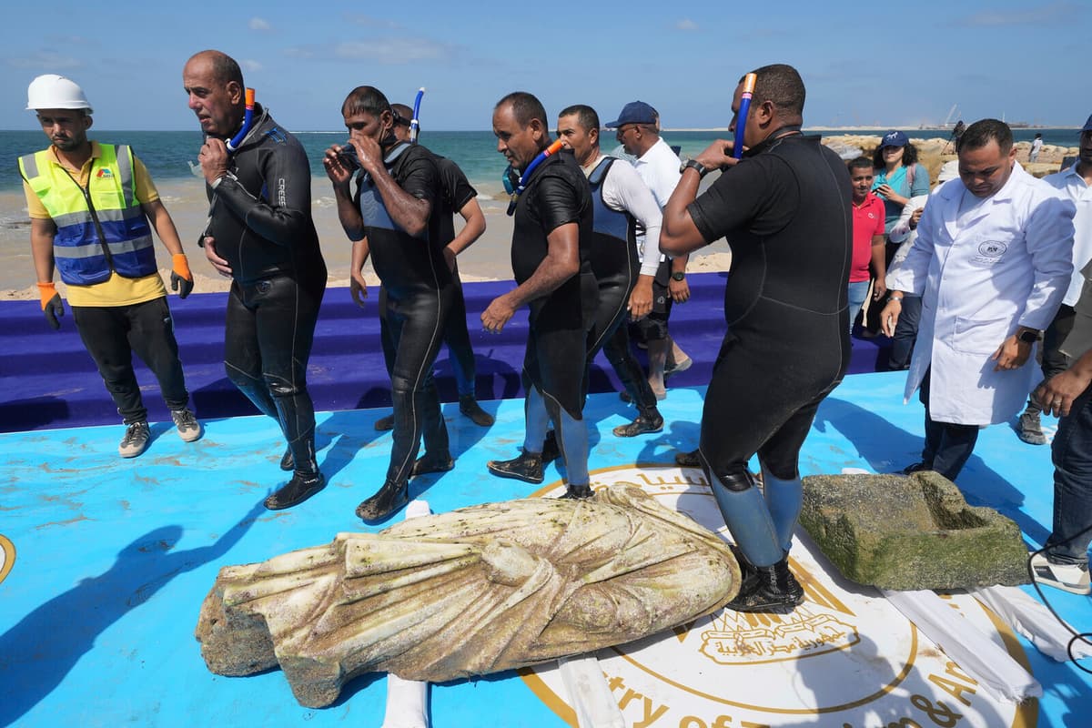 Sunken Ancient City Artifacts Resurface Near Alexandria Egypt