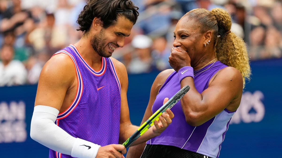 Serena Williams and Carlos Alcaraz win mixed doubles on US Open comebacks