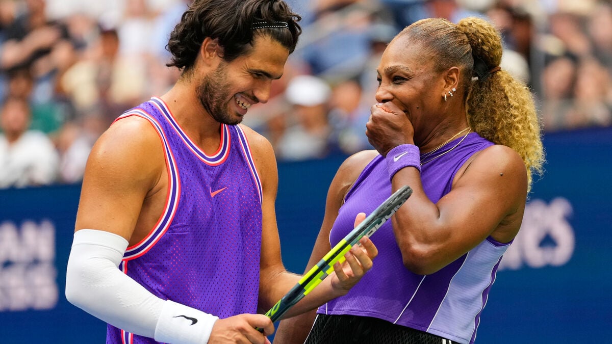 Serena Williams and Carlos Alcaraz win mixed doubles on US Open comebacks