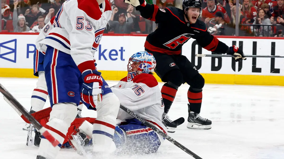 Carolina evens Stanley Cup semifinal series with overtime win over Montreal
