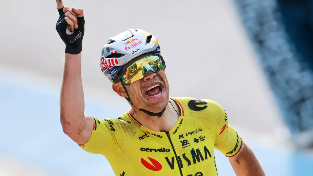 Emotional victory as Wout van Aert pointed to the sky after Paris‑Roubaix win