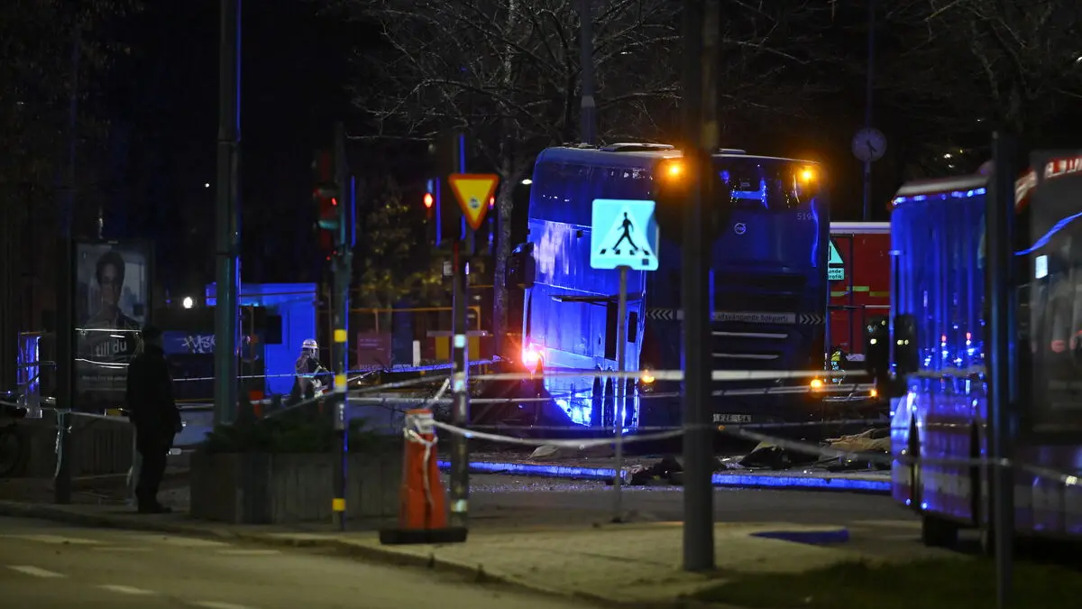 Double-decker bus rams bus shelter