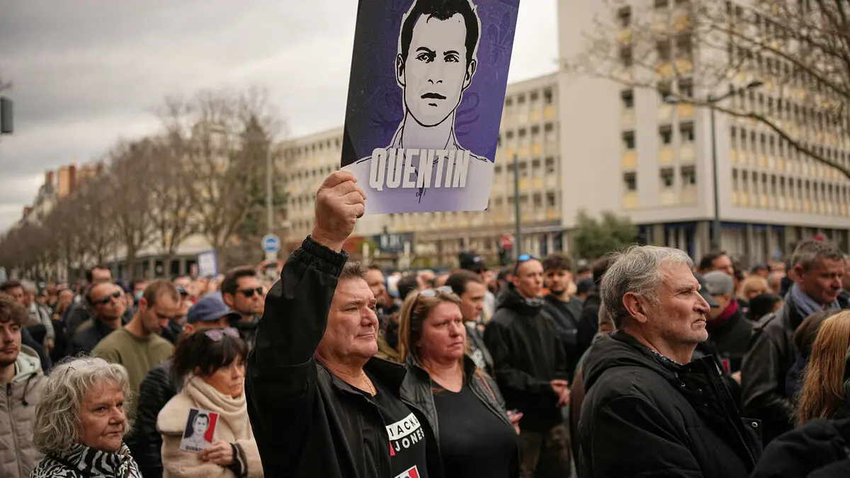 Thousands march in Lyon for murdered right-wing activist Quentin Deranque