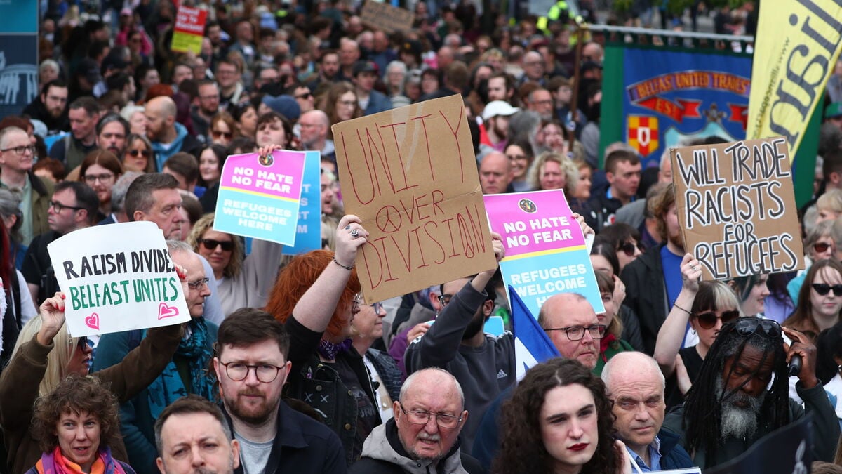 Thousands rally against hate and racism in Belfast after violent riots