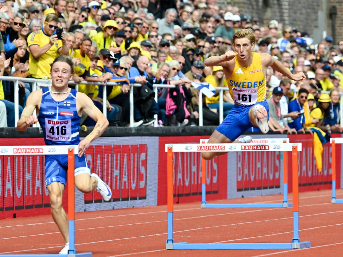 Sweden's Oskar Edlund Celebrates Finnkampen Win with Cheeky Gesture