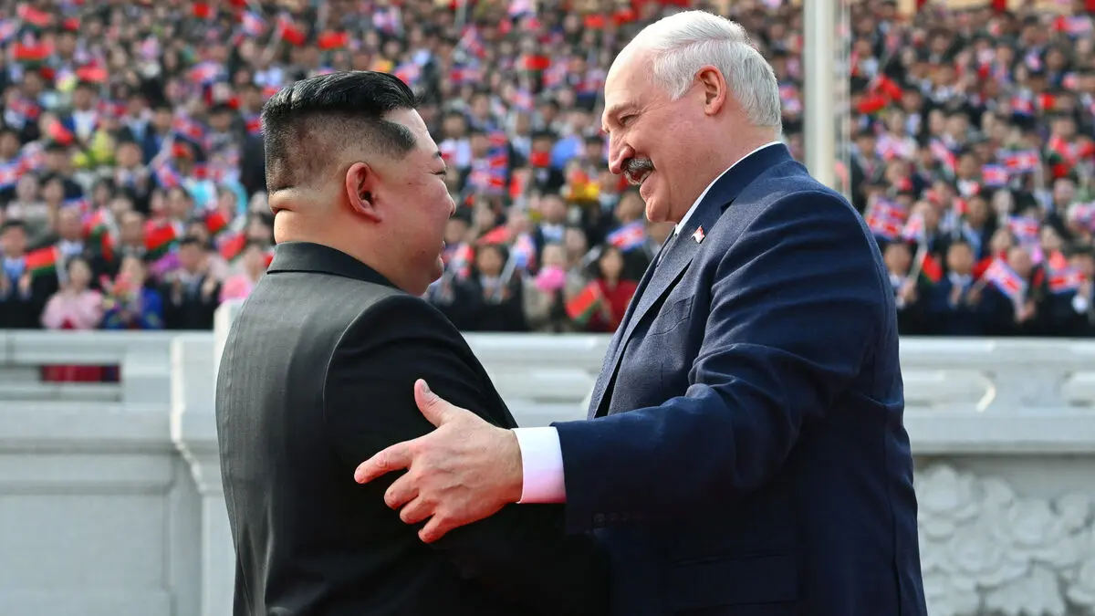 Kim Jong Un opens his arms wide to Belarus' Aleksandr Lukashenko