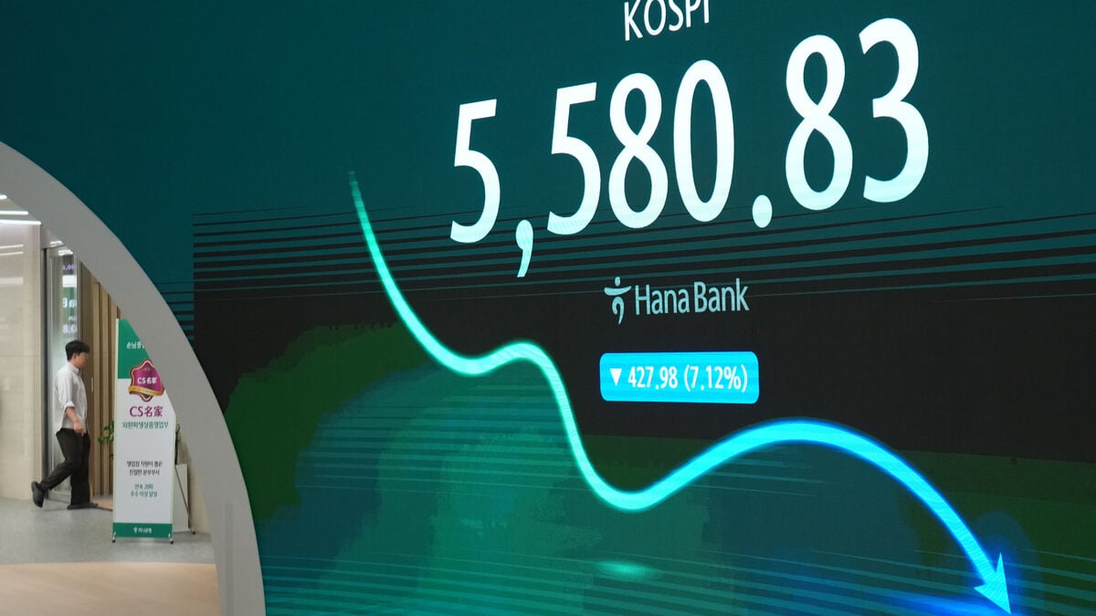 Asian Stocks Slide as Kospi Halts Trading After 7% Drop, Tech Shares Plunge