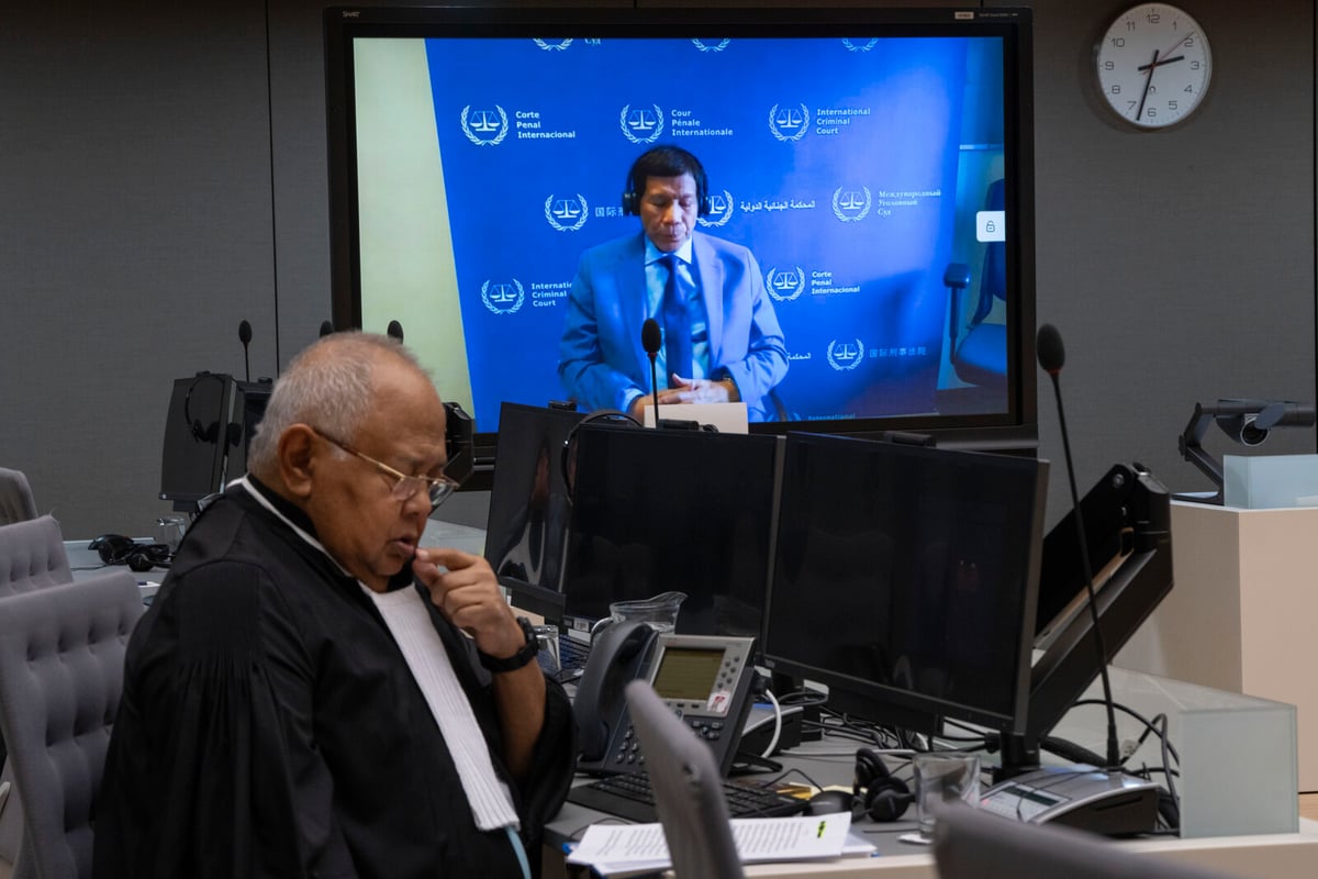 Duterte in court in The Hague via video link