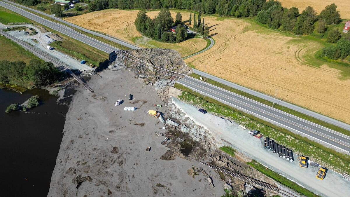 Ground Stabilized After E6 Landslide Near Trondheim