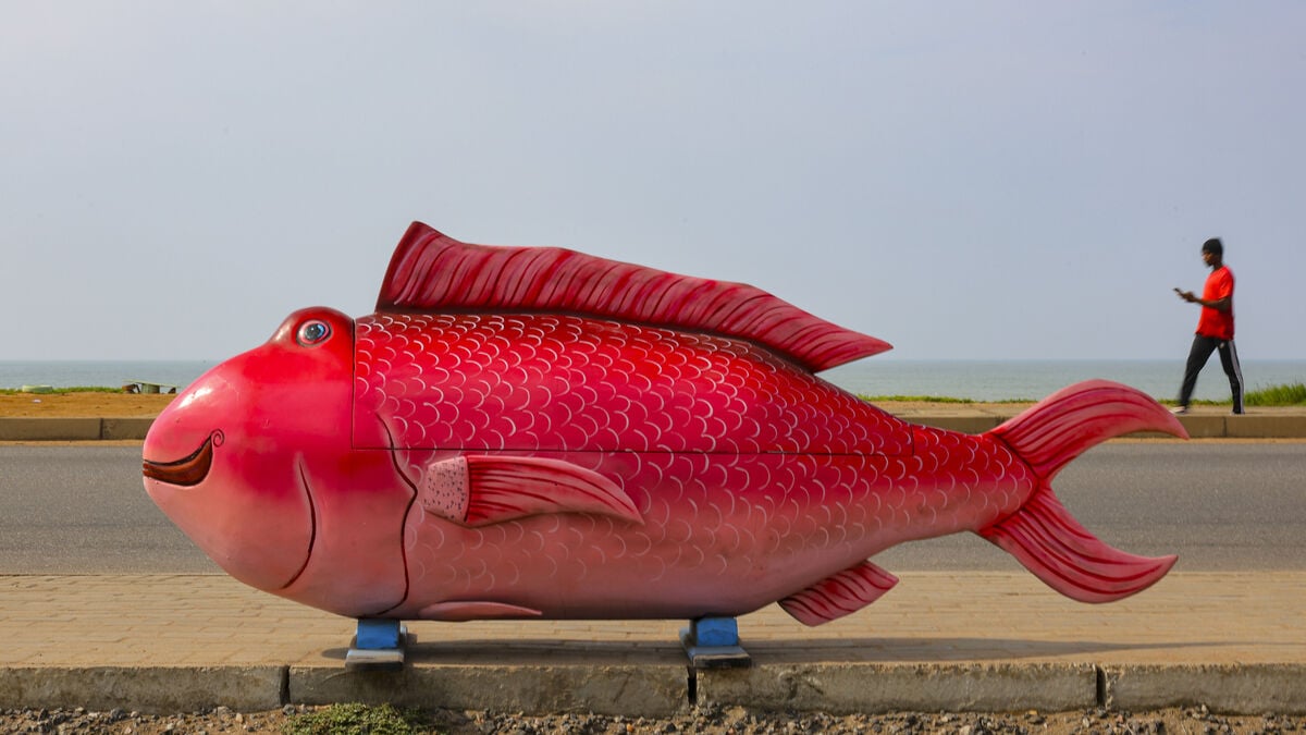 In Ghana, the dead are buried in guitars and giant fish