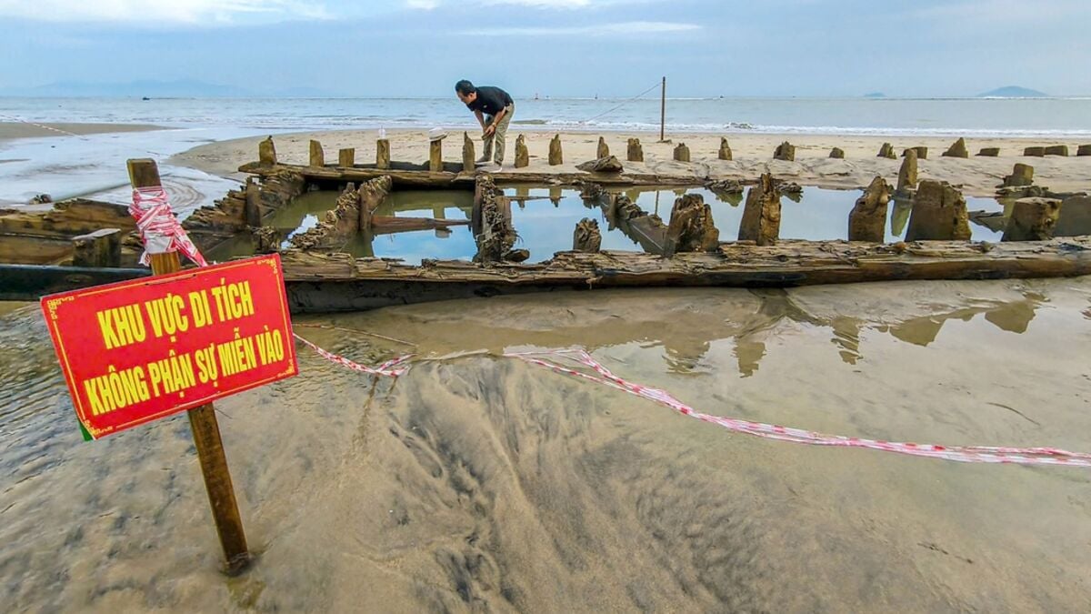 Historic wreckage found visible after deadly typhoon