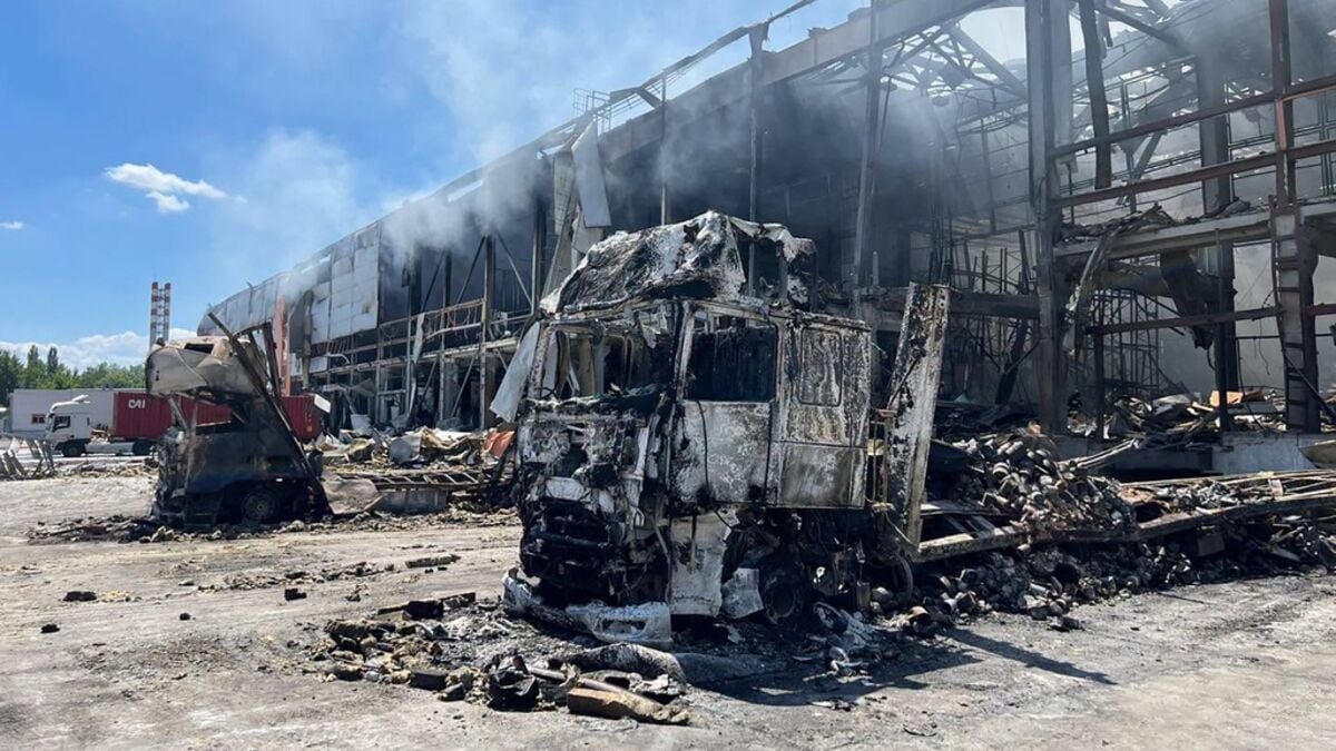 Russian strike destroys Red Cross aid warehouse in Kyiv