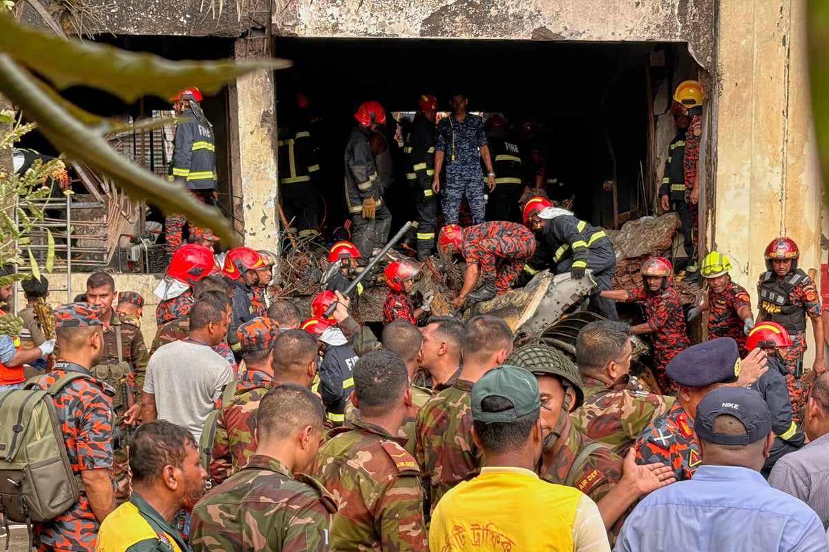 Search for Survivors After Bangladesh Air Force Plane Crash