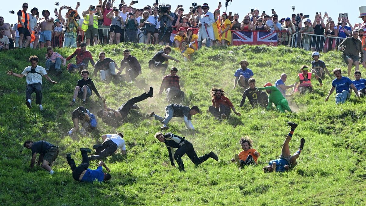 This year's cheese rolling at Cooper's Hill was a warm folk festival
