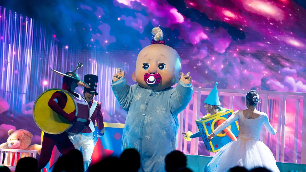 The giant baby is the first to leave this year's Masked Singer