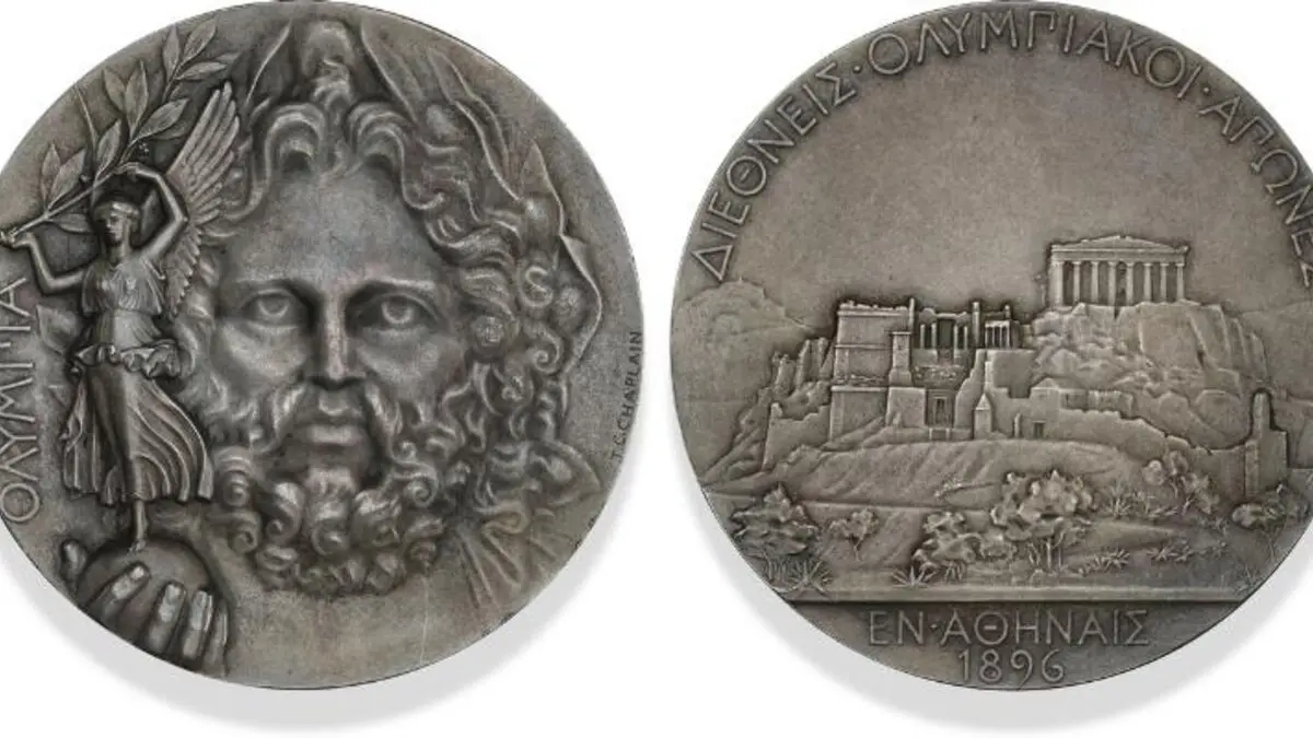 Medal from first modern Olympic Games in Athens 1896 sold at auction in Denmark
