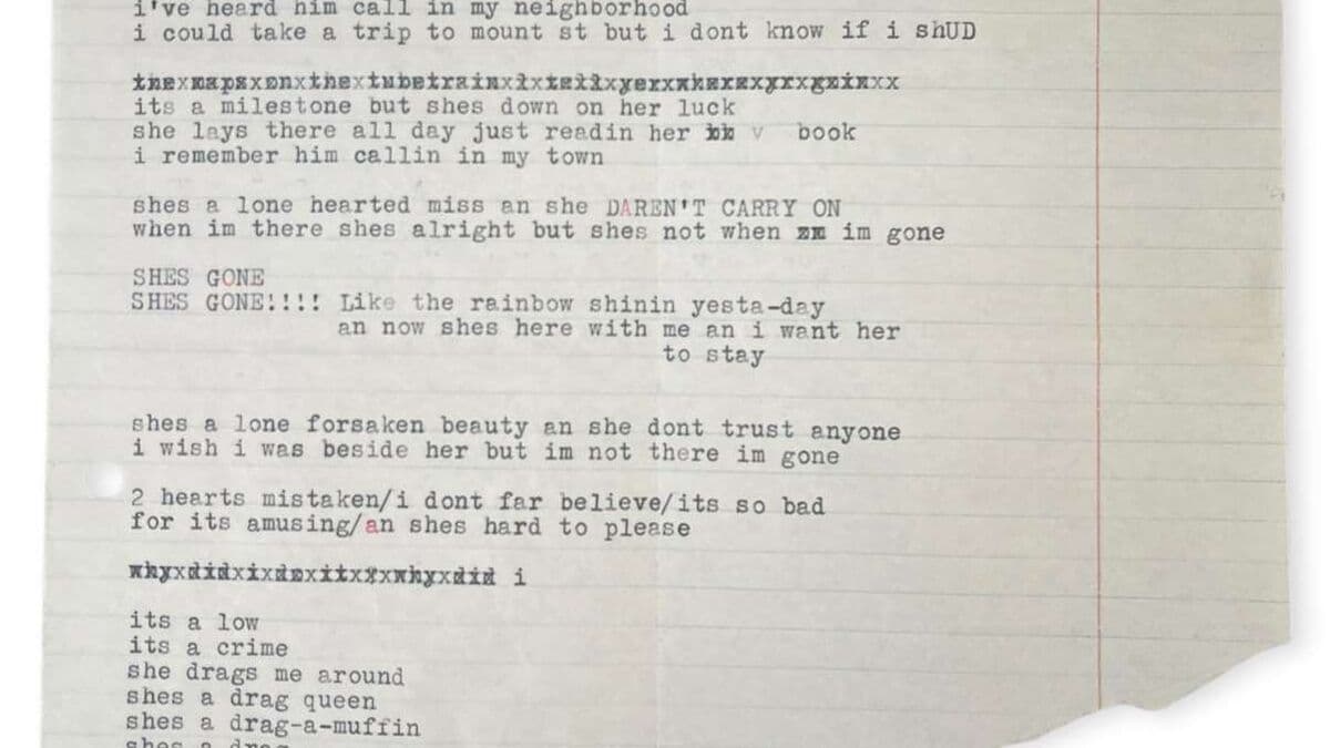 Draft of Bob Dylan song I'm Not There found in Allen Ginsberg's book