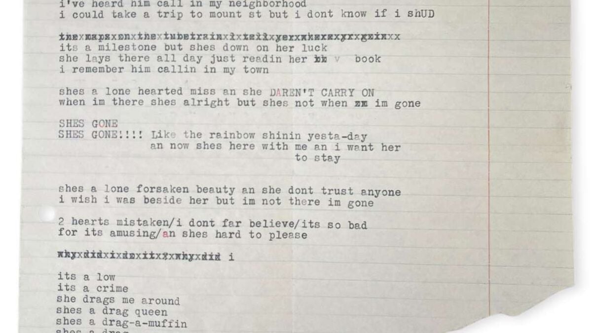 Draft of Bob Dylan song I'm Not There found in Allen Ginsberg's book