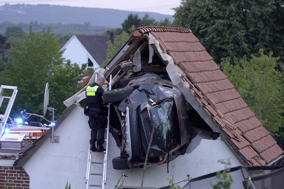 Car Crashes into Roof in Germany Injuring Several People