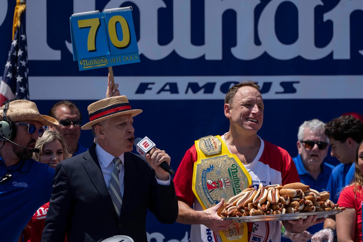 Joey Chestnut Wins 17th Hot Dog Eating Contest with 70.5 Hot Dogs
