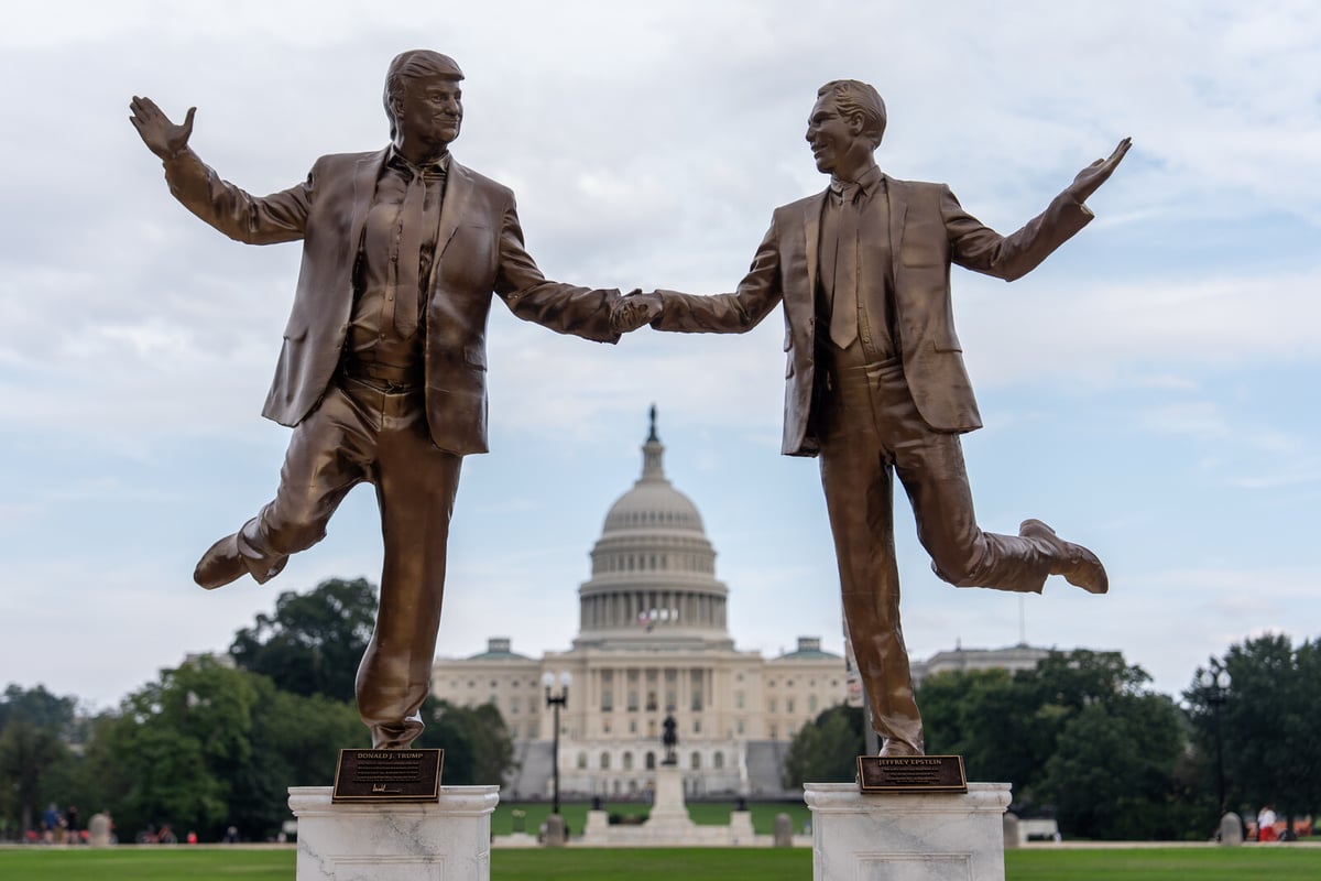 Trump and Epstein Statue Erected Near White House Sparks Debate