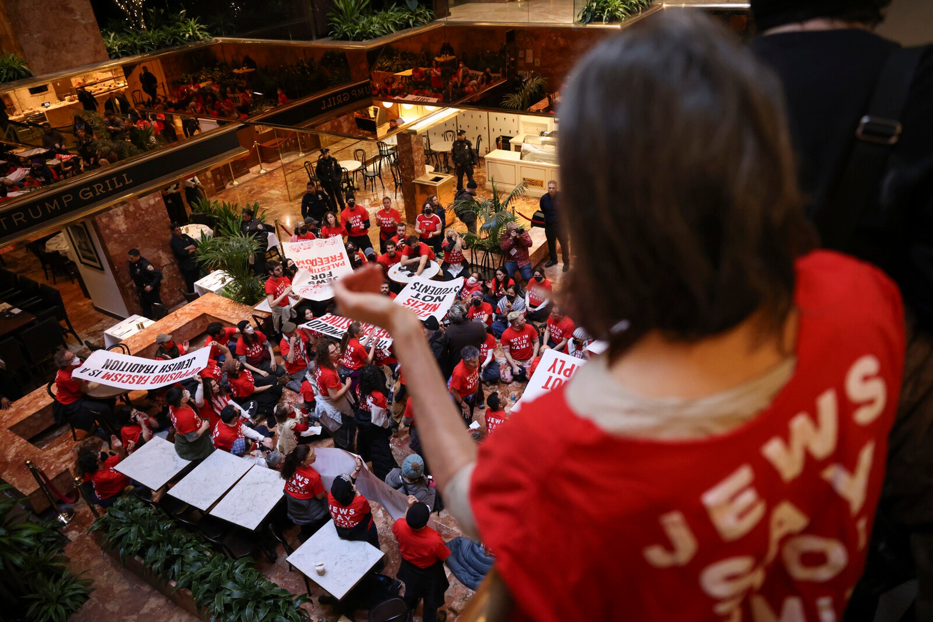 Demonstrators occupied Trump Tower's lobby