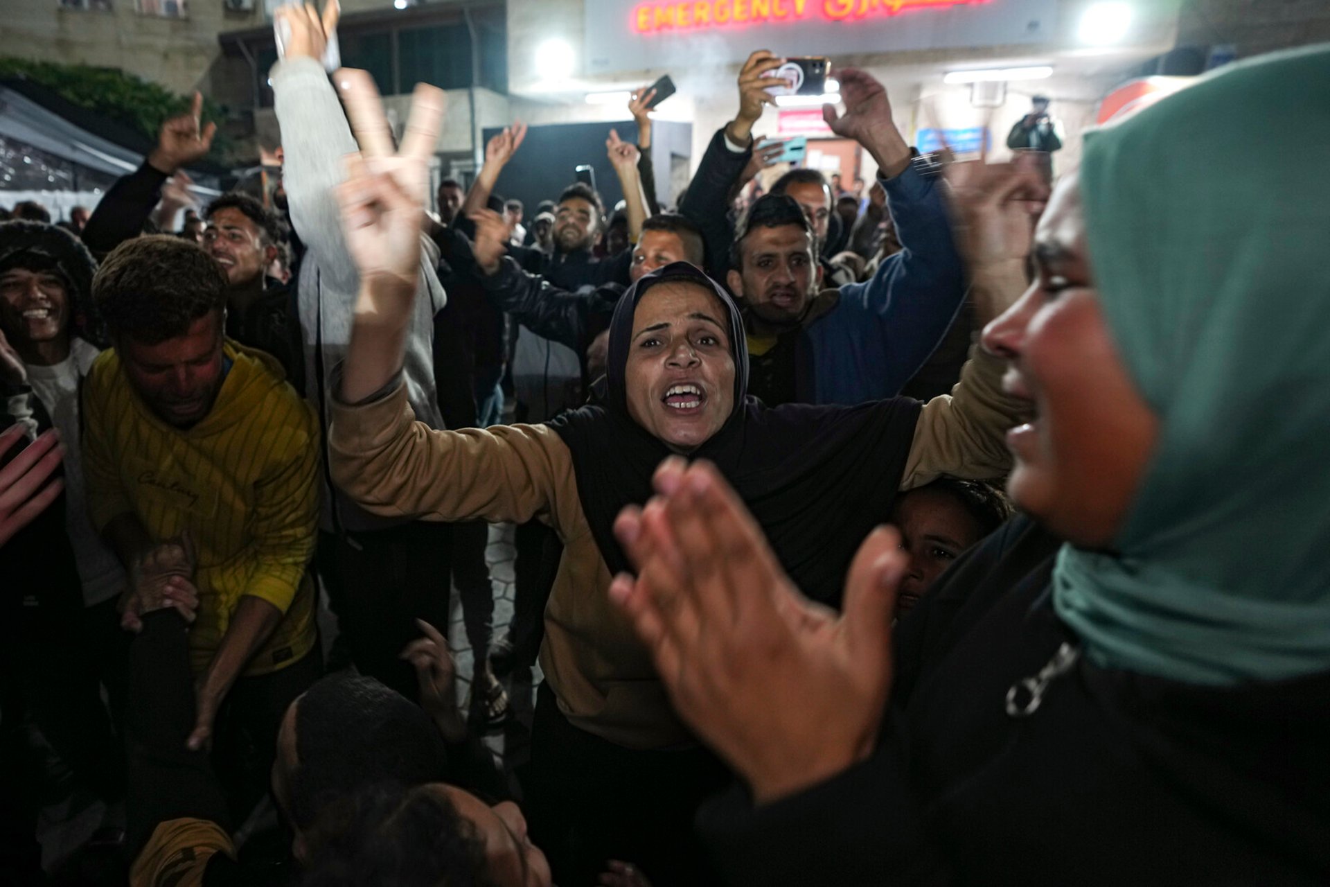 Cheering in Gaza after the announcement