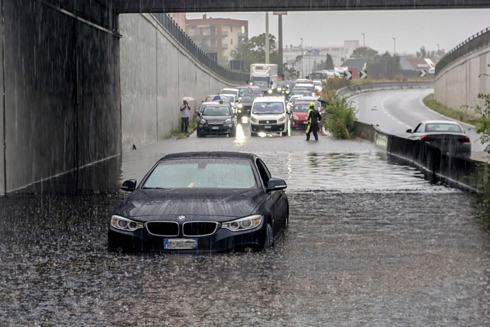 Flooded Milano after heavy rainfall