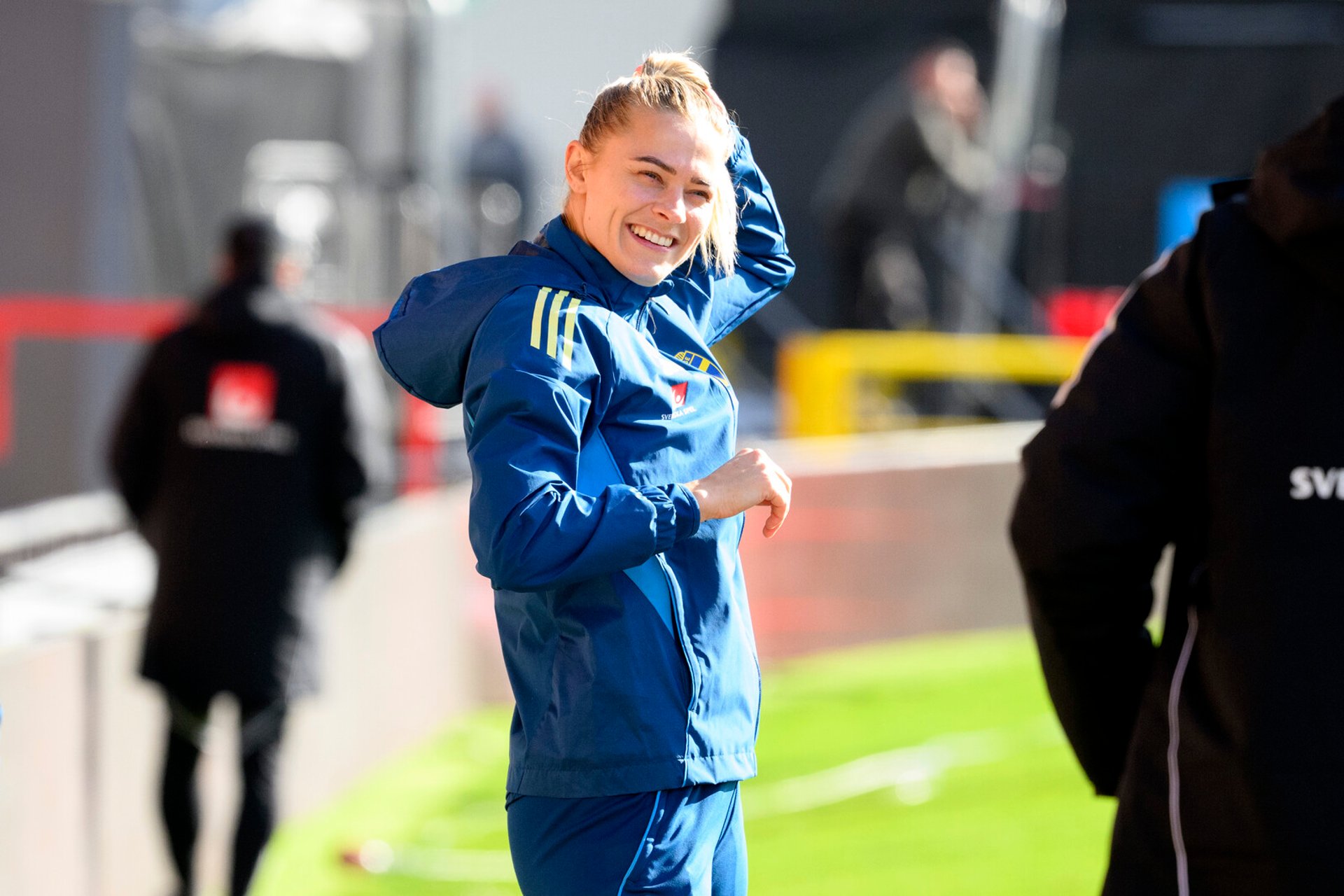 Fridolina Rolfö on the bench against Wales