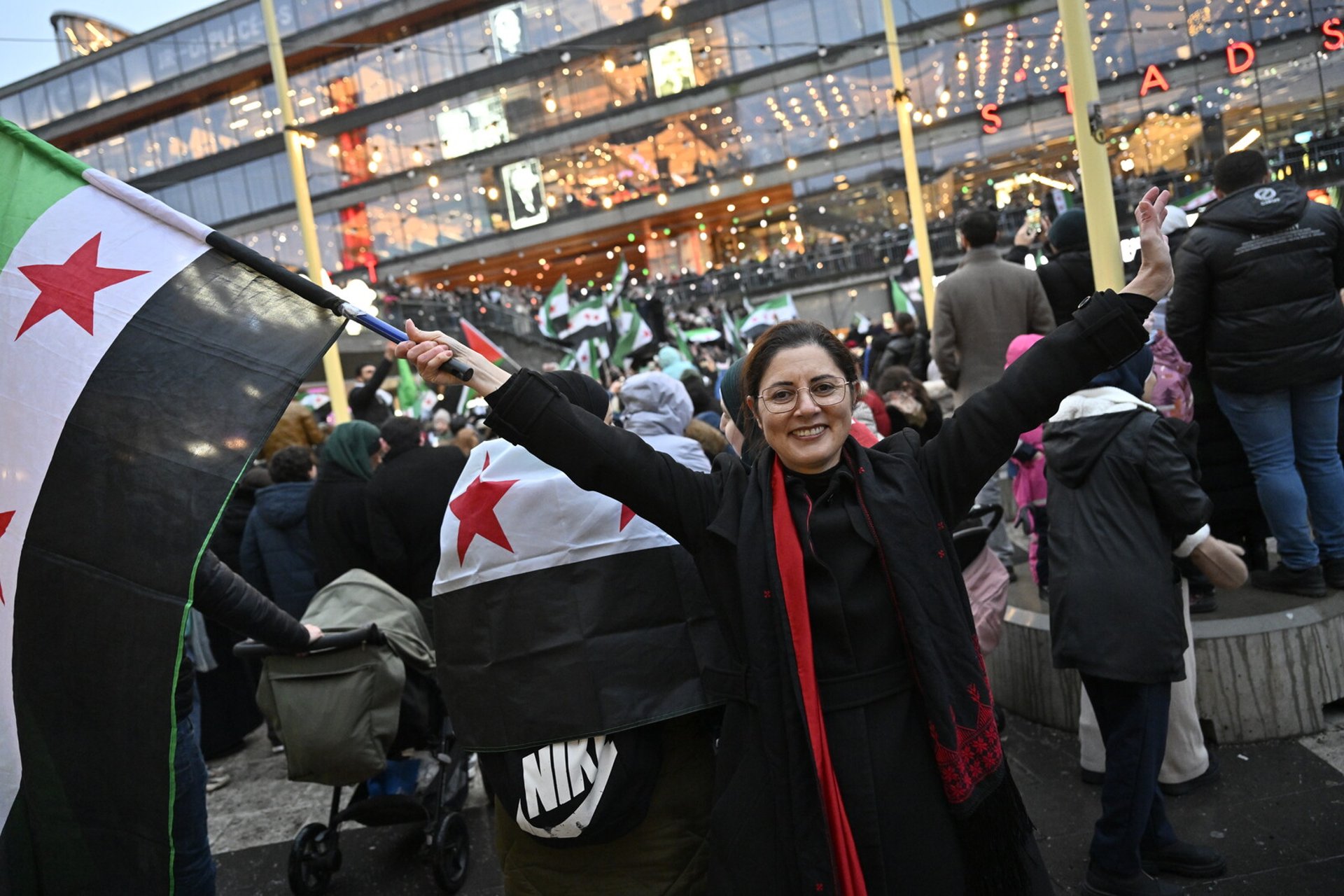 Syrians in Stockholm celebrate the fall of the al-Assad regime