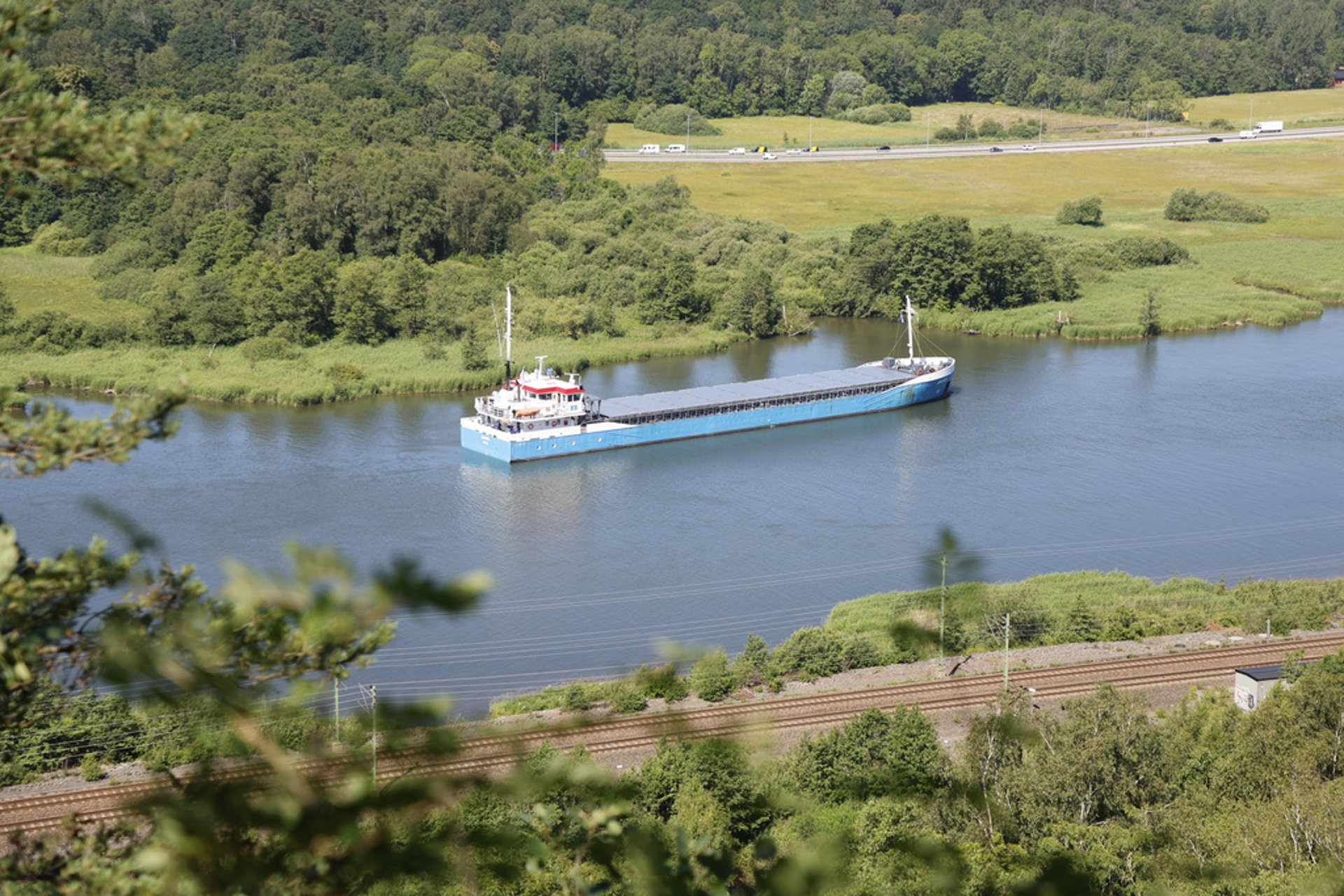 Cargo Ship Blocks Göta River