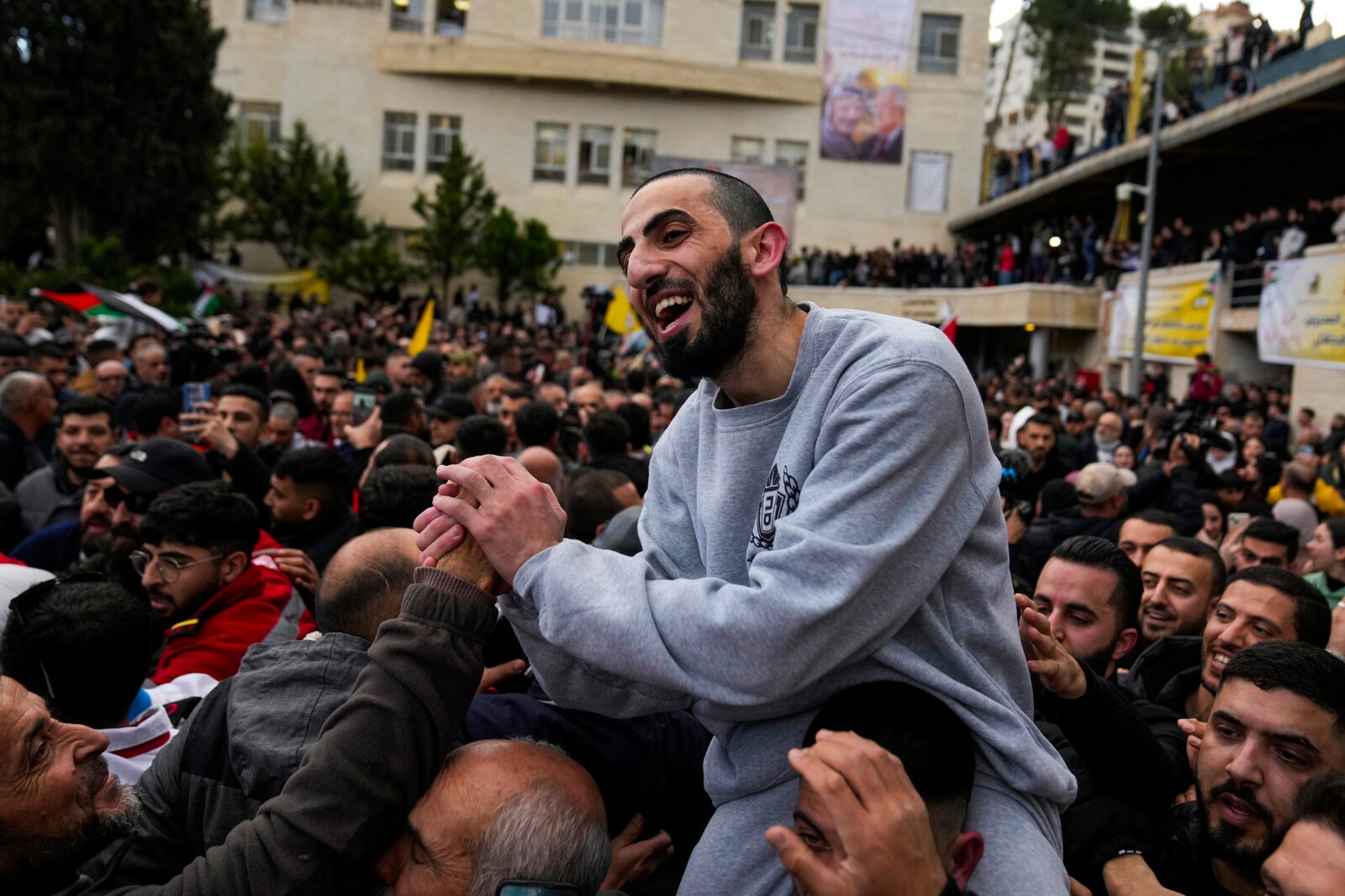 Cheering in Ramallah and Tel