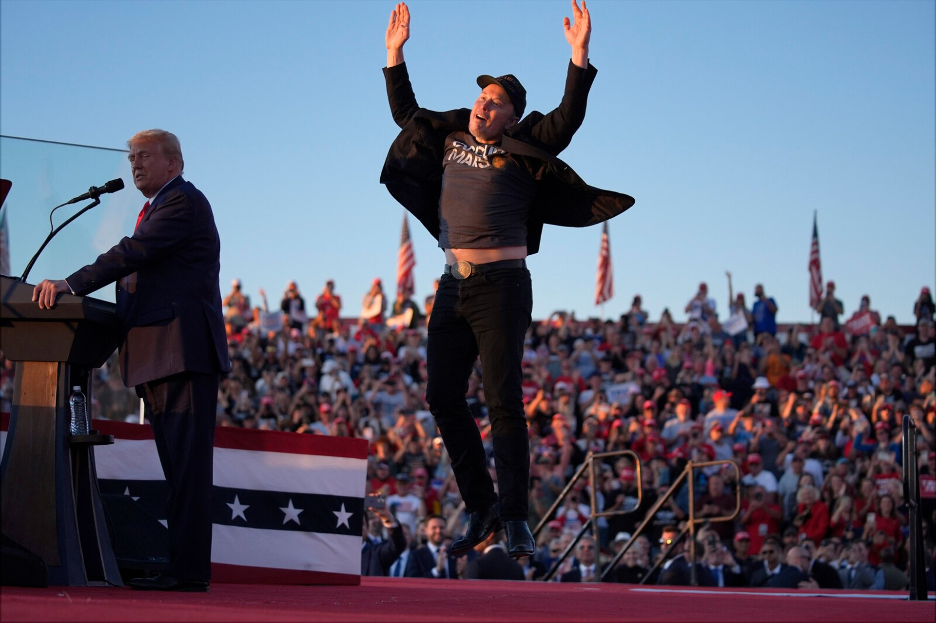 Muscle on stage when Trump returned to Butler