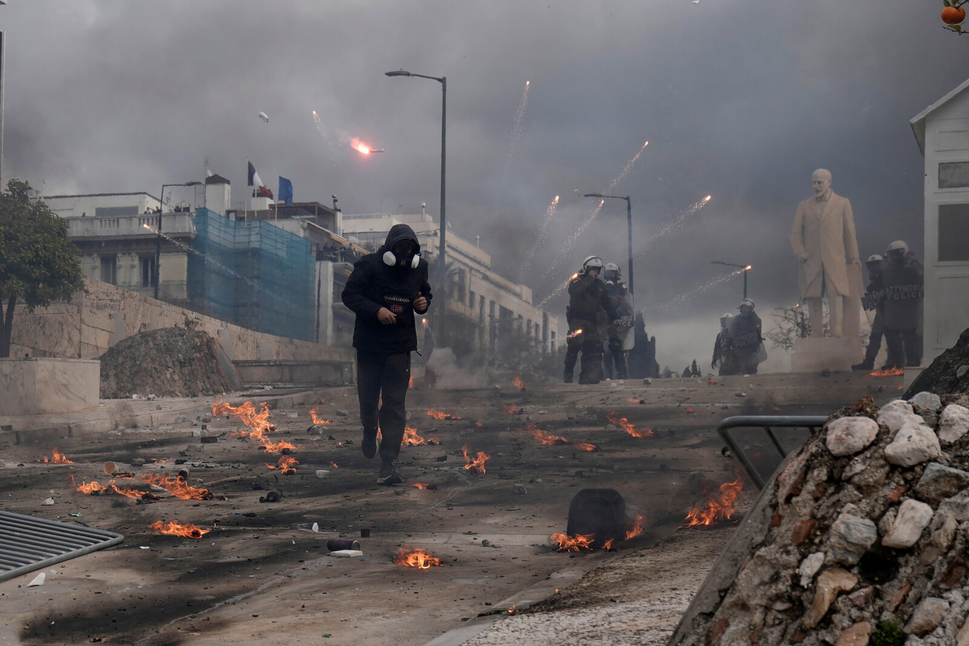 Violence at massive anniversary protest in Greece