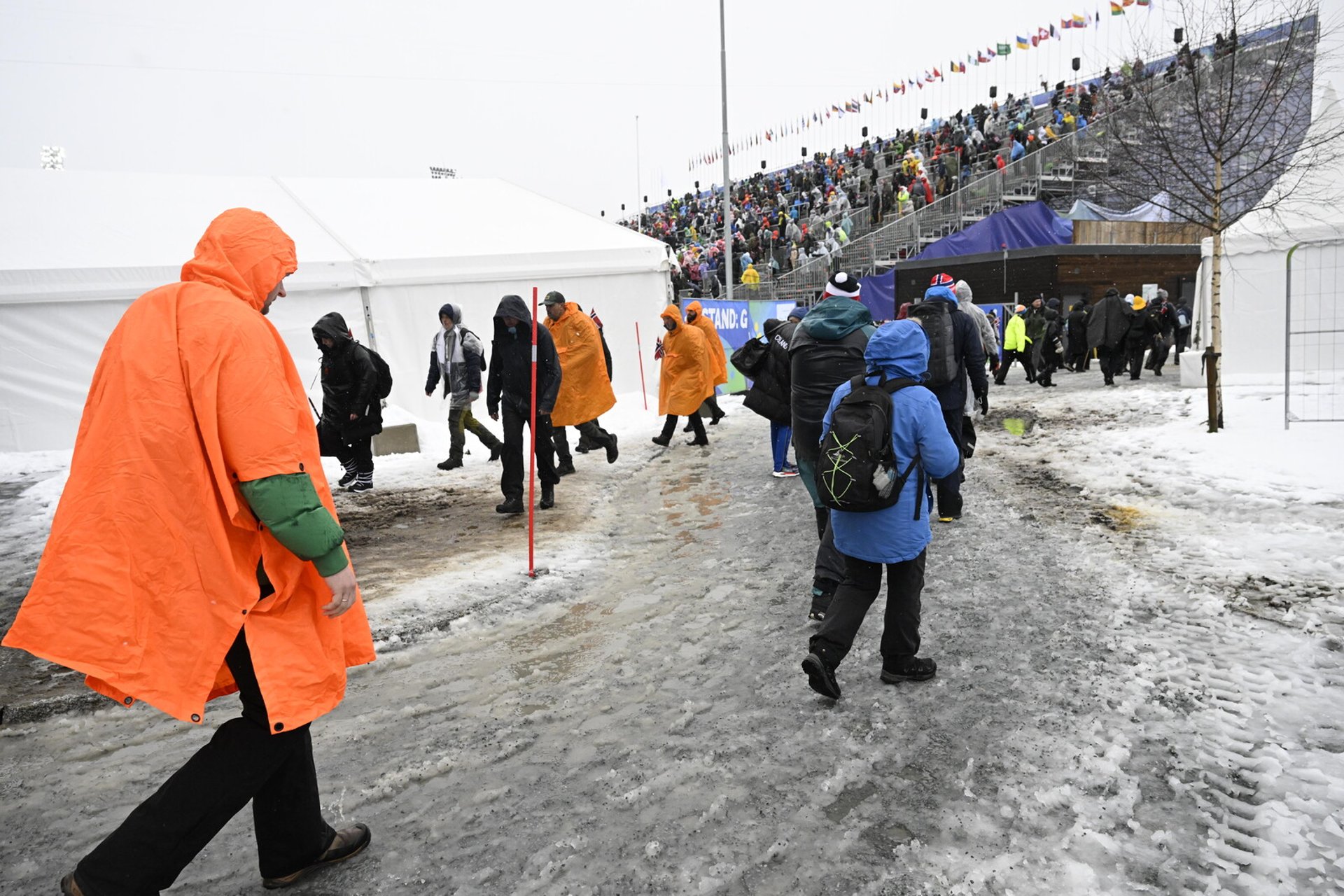 The audience inside the World Championship arena – after storm winds