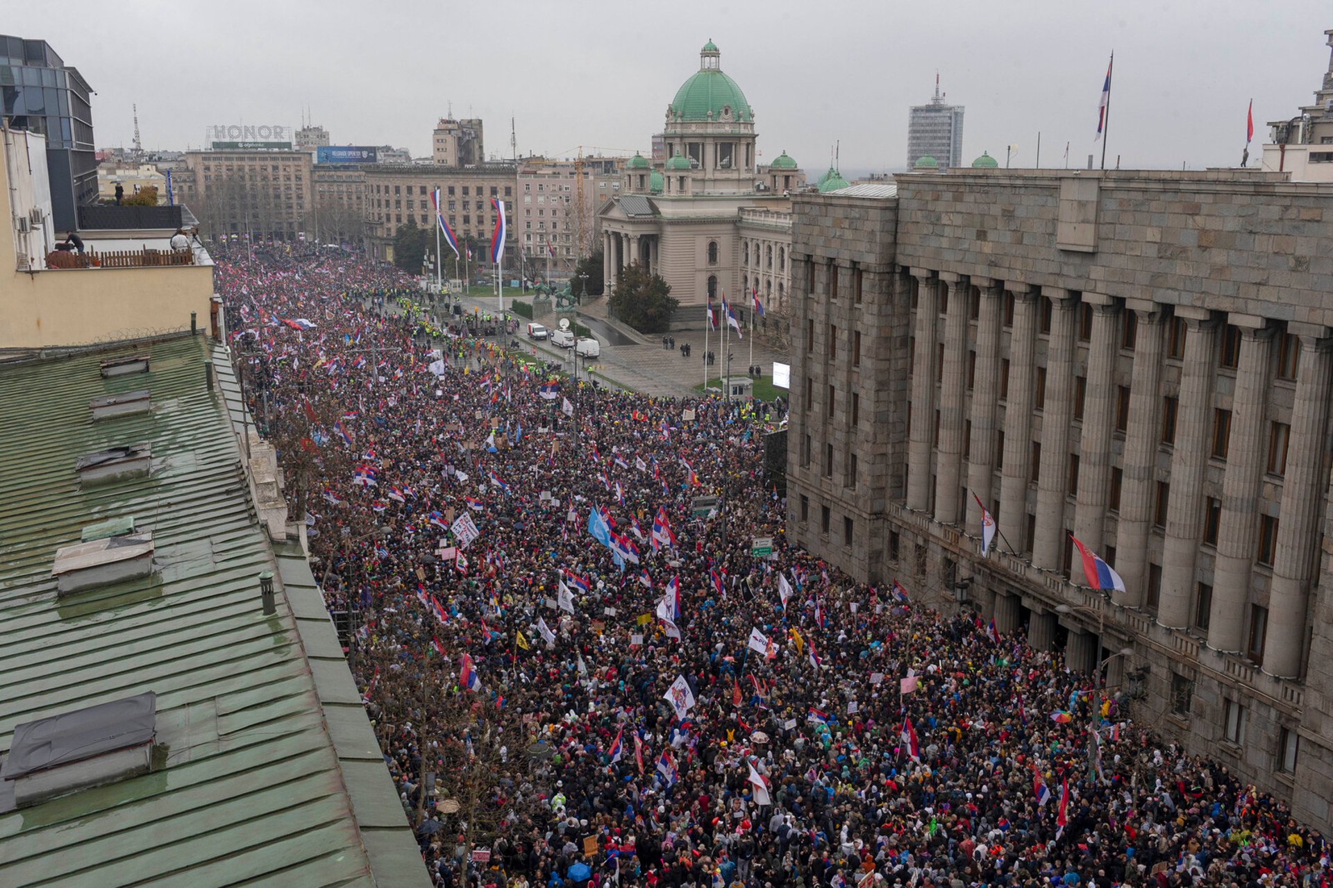 Tens of thousands in massive protest in Serbia