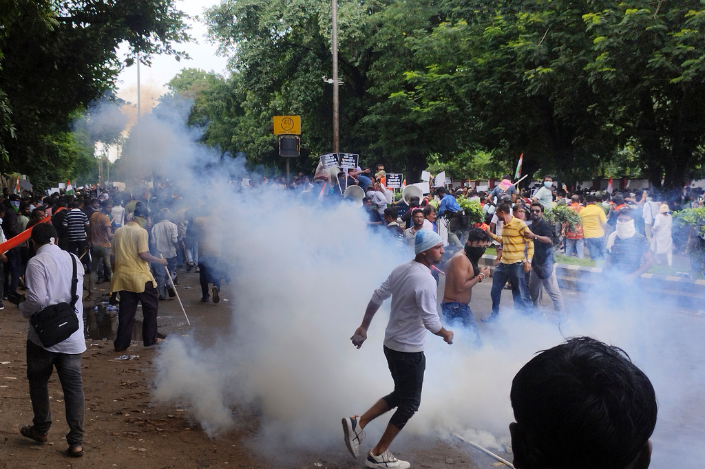 Police fired tear gas at protest against violence against women