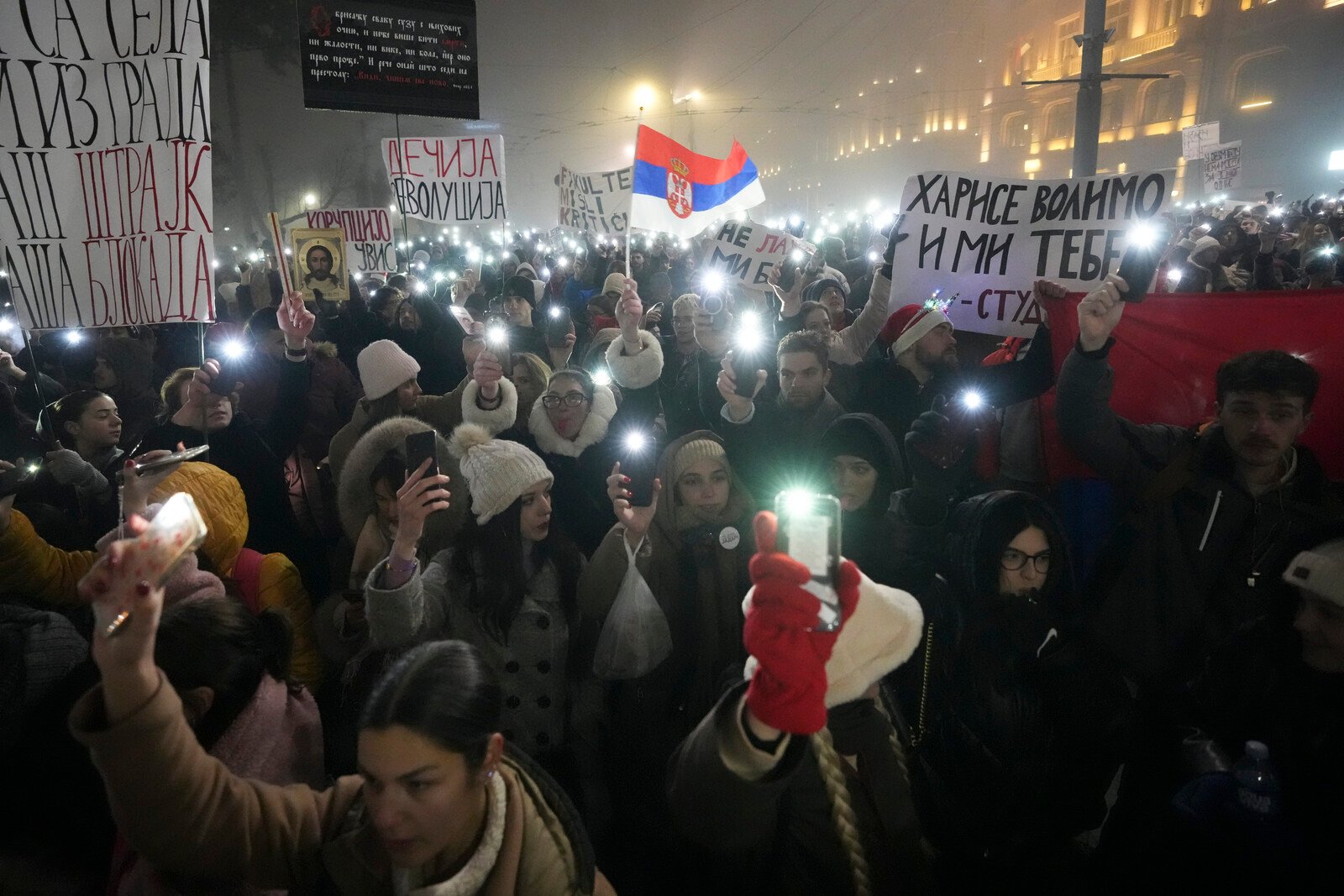 Thousands Protest in Serbia on New Year's Eve