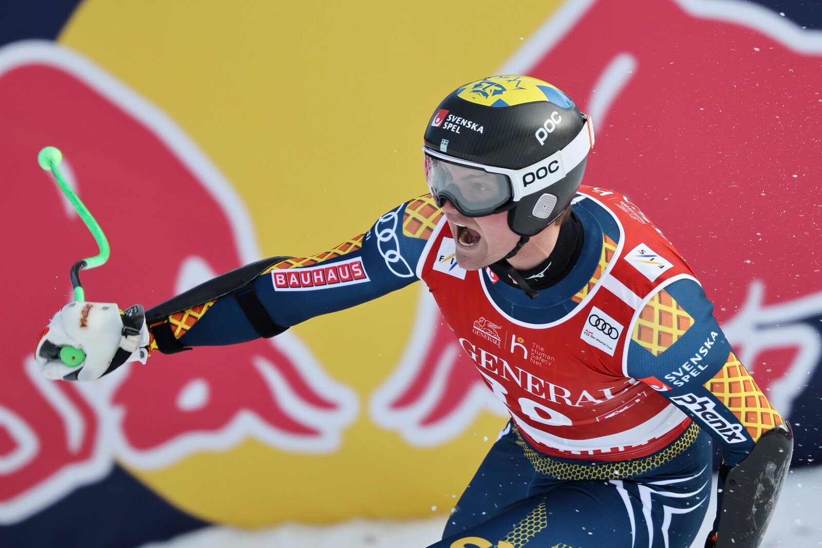 The Swedish speed skier's jubilation – beat him in front of Zlatan