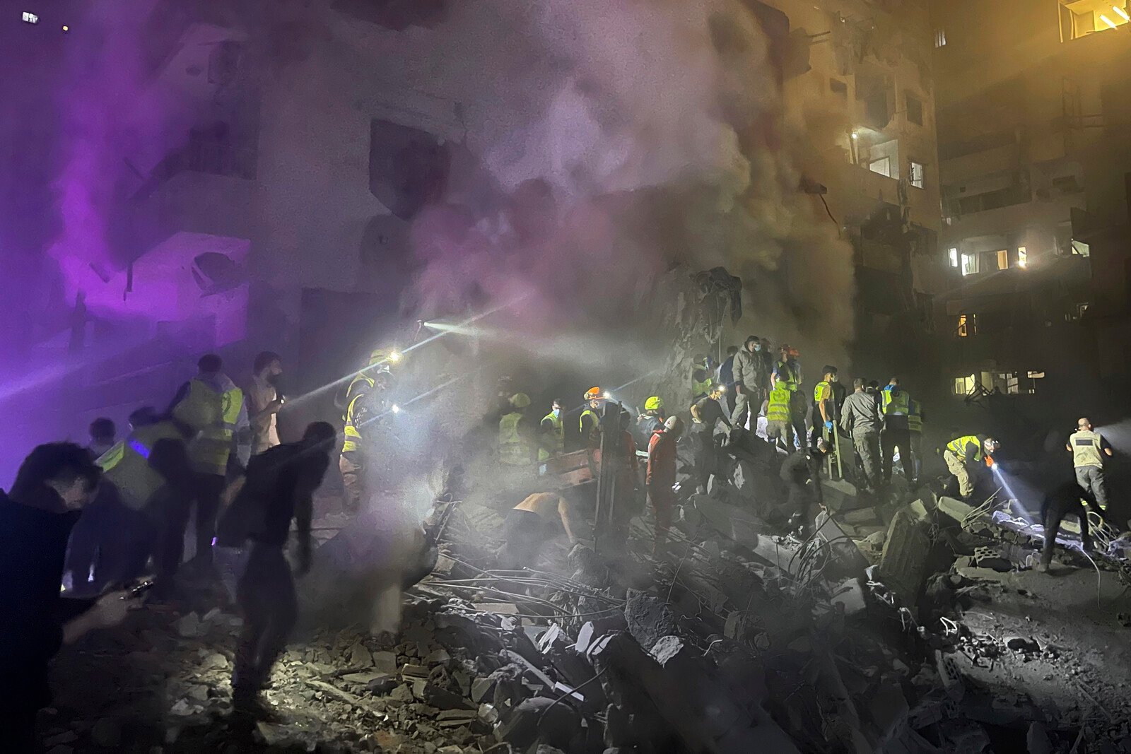 Residential building destroyed in attack in central Beirut