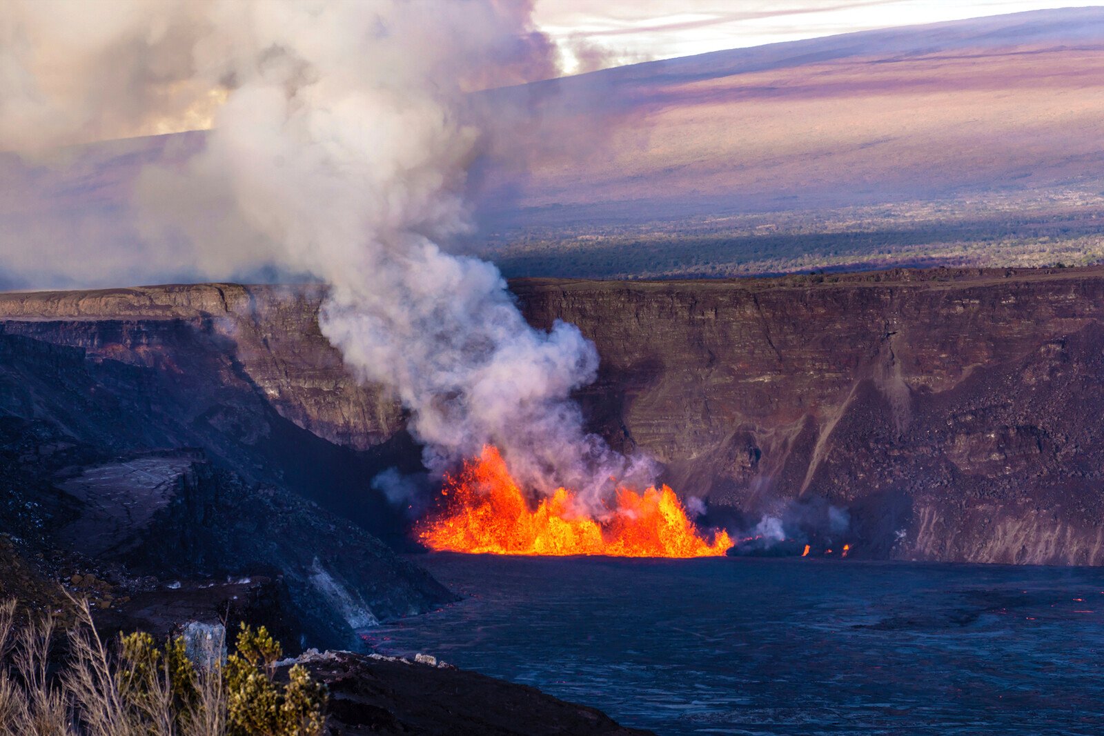 Active volcano spews lava again