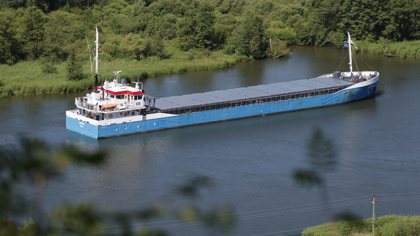 Stranded ship being towed away