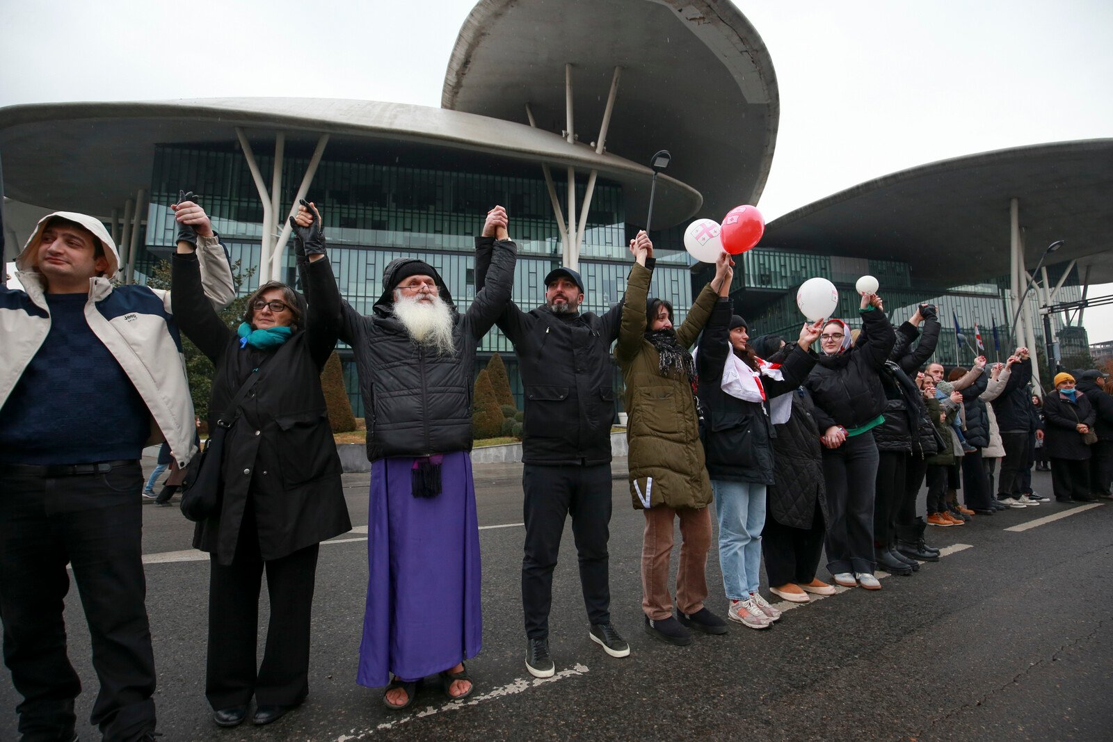 Human Chain in Georgia in Protest Against the Regime