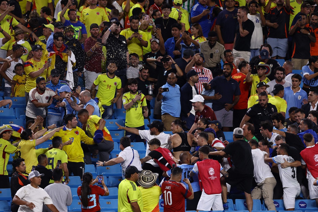 Uruguay players clashed with spectators after defeat