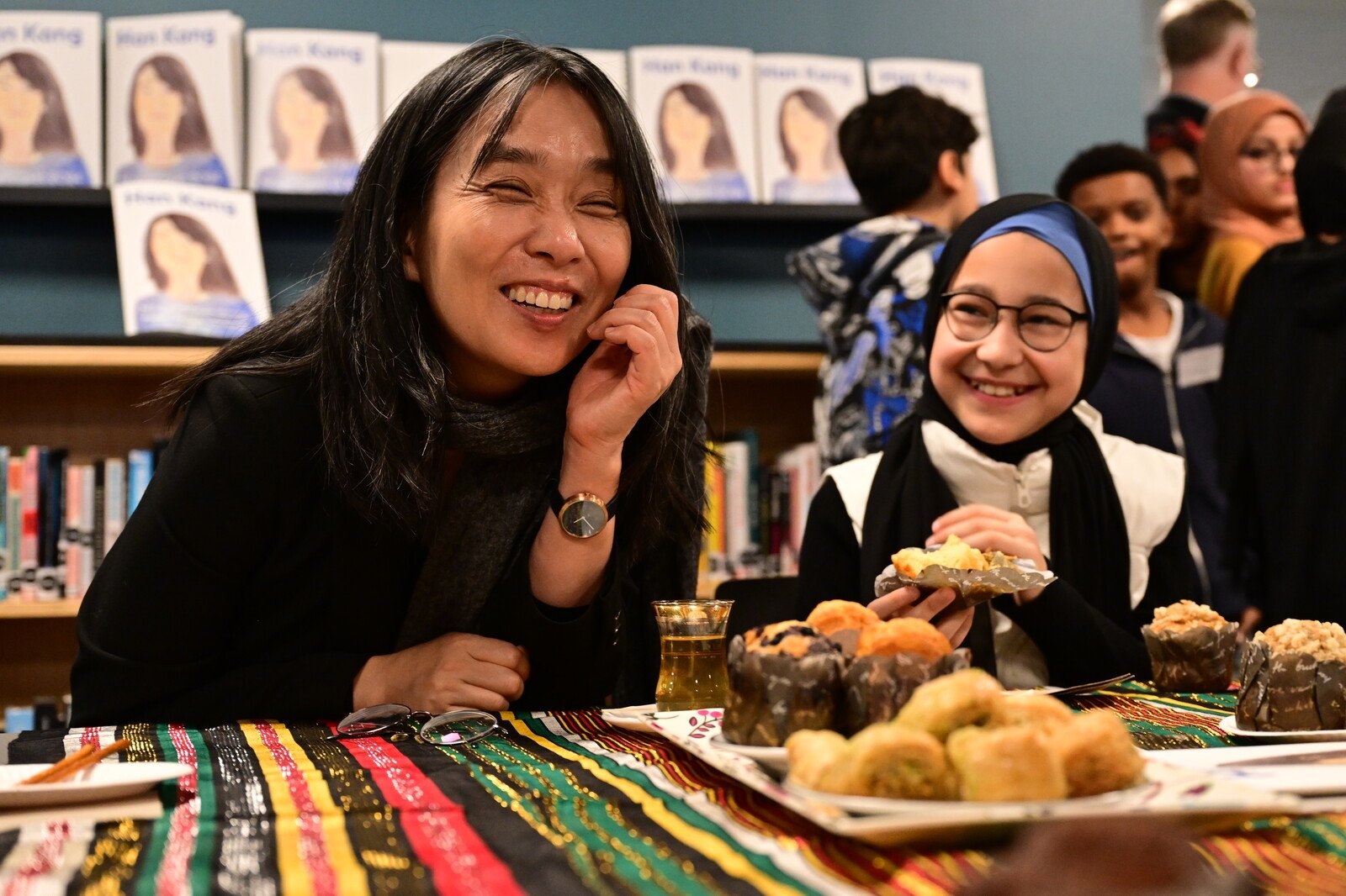 Happy Han Kang had tea with students in Rinkeby