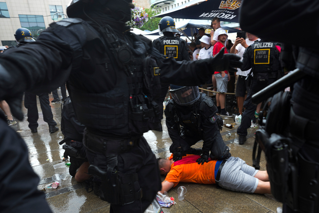 English and Dutch European Championship Supporters Clash