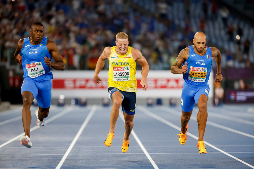 Swedish protest after the EM final on 100 meters