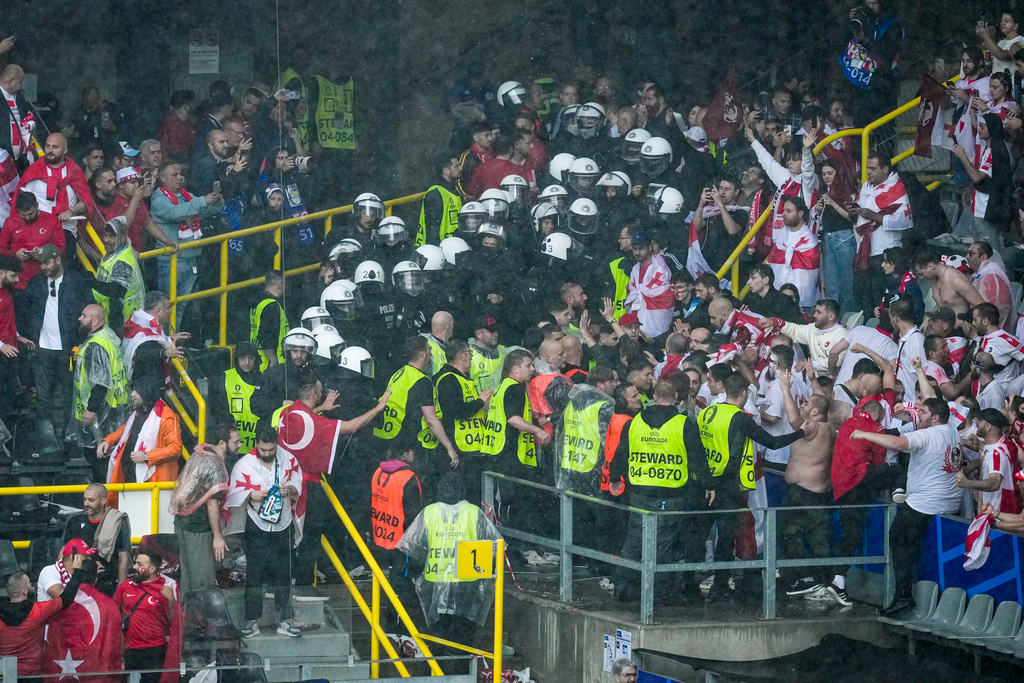 Brawl in the stands ahead of Georgia's European Championship debut